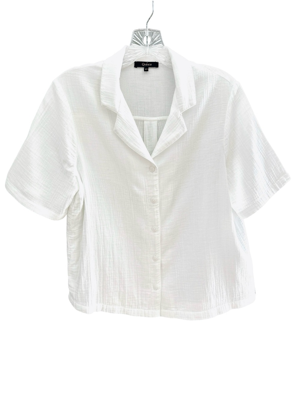 Quince White 100% Organic Cotton GauzeShirt Sleeve Blouse Size XS